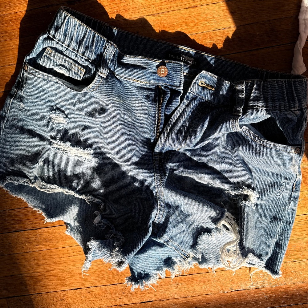 Sincerely Jules Distressed Denim Cutoff Shorts - Blue